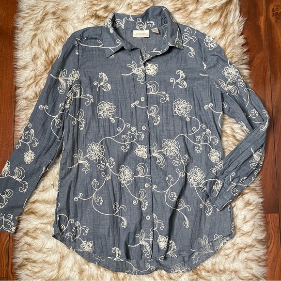 Chicos embroidered chambray button down shirt - Picture 5 of 10